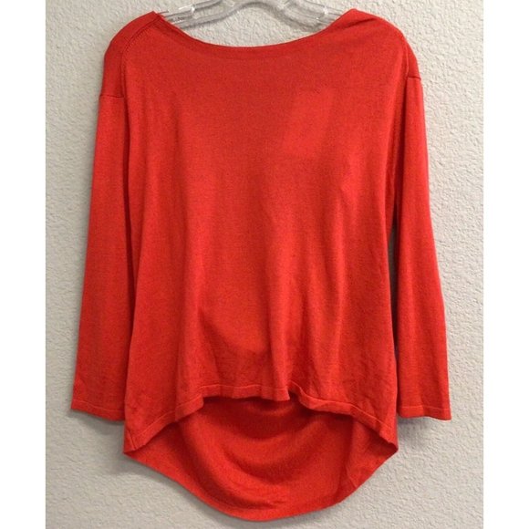 Ba&Sh Womens Solid Knit Open Twist Back Cashmere Silk Sweater Red - Picture 2 of 12